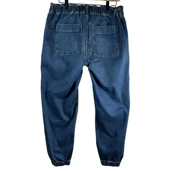 J. Crew High-Waisted Denim Joggers – Patch Pockets & Elastic Cuffs – Size 31 - Picture 2 of 8